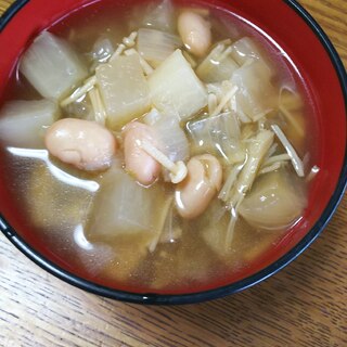 大根とえのきといんげん豆のスープ